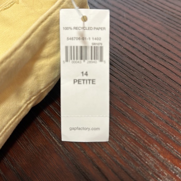 Gap High Rise Wide Leg Cropped Button Fly Yellow Pant Size 14 Petite NWT - Picture 9 of 13